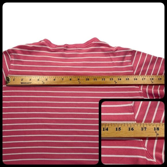 White Stag Crew Neck Tee Shirt Pink White Stripes Measurements Included - Picture 8 of 12